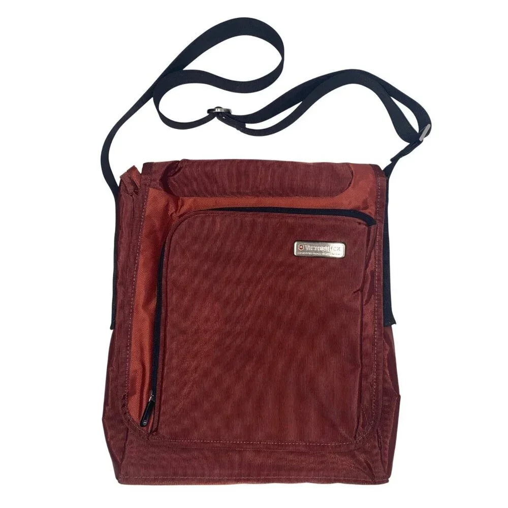 Victorinox Swiss Army Messenger laptop school college Bag Rust Red & Black Nylon
